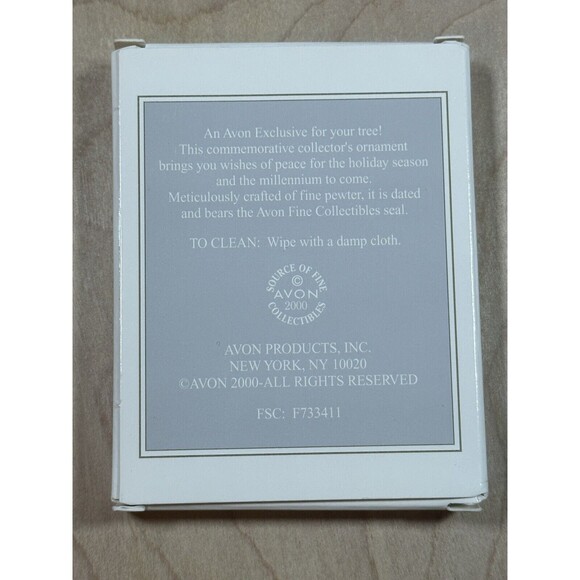 2000 AVON VINTAGE PEACEFUL MILLENNIUM PEWTER ORNAMENT WITH ORIGINAL BOX! - Picture 3 of 4
